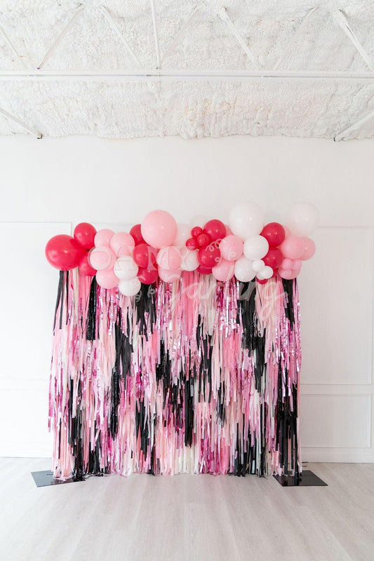 Ready To Ship: Poodle Party Backdrop-Fringe Backdrop-Party Decor-Ready To Ship-Oh My Darling Party Co-30th birthday, 60th birthday, baby pink, backdrops for party, balloon garlands, be my valentine, Birthday, black, black backdrops, blush, bubblegum, candy pink, dog party, fringe backdrop, fringe decor, fringe garland, Fringe Streamers, girl party, girly birthday party, Kids Birthday, Kids Party, OMDPC, pariasian, paris party, party backdrops, Pink, pink and black, pink baby shower, pink bachelorette, PINK 