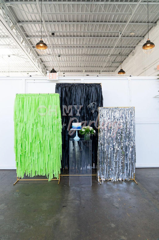 Ready to Ship: Game On Party Backdrops-Fringe Backdrop-Party Decor-Ready To Ship-Oh My Darling Party Co-backdrops for party, balloon garlands, birthday boy, black, black and silver party, black backdrops, boy, boy baby shower, boy birthday, boy party, boy shower, boys, boys birthday, fortnite, fringe backdrop, fringe decor, fringe garland, Fringe Streamers, green, GREEN BACKDROP, GREEN BACKDROPS, lime green, metallic silver, minecraft, OMDPC, party backdrops, RTS - 70, sale, school spirit, silver, SILVER BA