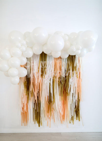 Ready to Ship: Just Peachy 1st Birthday Fringe Backdrop-Fringe Backdrop-Party Decor-Ready To Ship-Oh My Darling Party Co-backdrops for party, balloon garlands, boho, boy party, butterfly, cream, easter, fairy, florals, fringe garland, Fringe Streamers, girl party, gn party, GOLD BACKDROP, matte gold, neutral, OMDPC, ORANGE BACKDROP, party backdrops, pastel, peach, peachy, rainbow, retro, RTS - 70, sale, spring, tassels, tea party, wedding shower, white, WHITE BACKDROP, winter one-derland