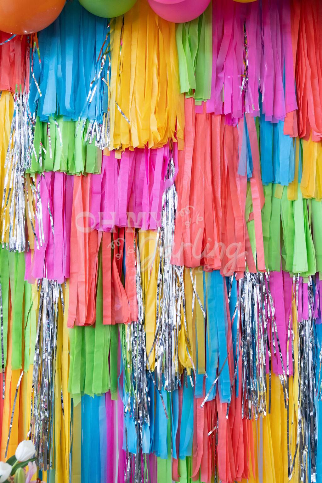 Ready to Ship: Splashing Into Summer Backdrop-Fringe Backdrop-Party Decor-Oh My Darling Party Co-Oh My Darling Party Co-backdrops for party, balloon garlands, birthday boy, birthday decorations, birthday girl, Birthday Party, blue, BLUE BACKDROP, BLUE BACKDROPS, bright rainbow, candy pink, colorful, coral, fringe backdrop, fringe decor, fringe garland, Fringe Streamers, gender neutral birthday, green, GREEN BACKDROP, GREEN BACKDROPS, happy birthday, lime green, neon, neon glow party, neon party, neon rainbo