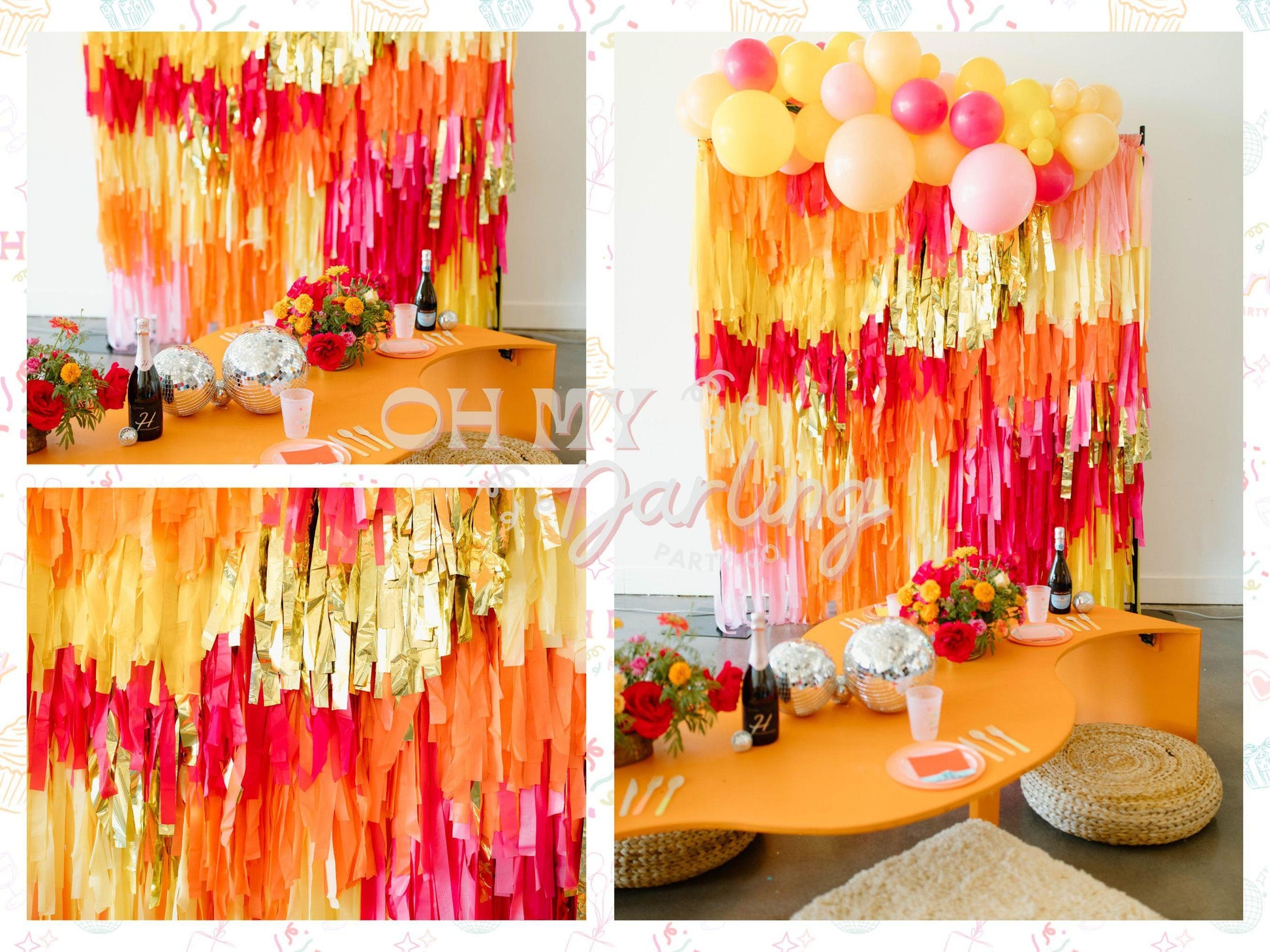 Retro Wave Backdrop-Fringe Backdrop-Party Decor-Oh My Darling Party Co-Oh My Darling Party Co-1970's birthday, 1st birthday decor, 70's party, 70s, baby shower decor, bachelorette, bachelorette backdro, bachelorette party, backdrops for party, balloon garland, balloon garlands, best sellers, birthday decor, birthday decorations, birthday party, boho nursery, boho party decor, boho tassel garland, bridal shower, Bubblegum, Buttercup, Candy, cochella party decor, colorful backdrop, Coral, fiesta, fringe backd