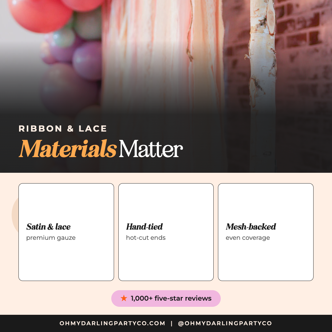 Ribbon & Lace Backdrop materials by Oh My Darling Party Co