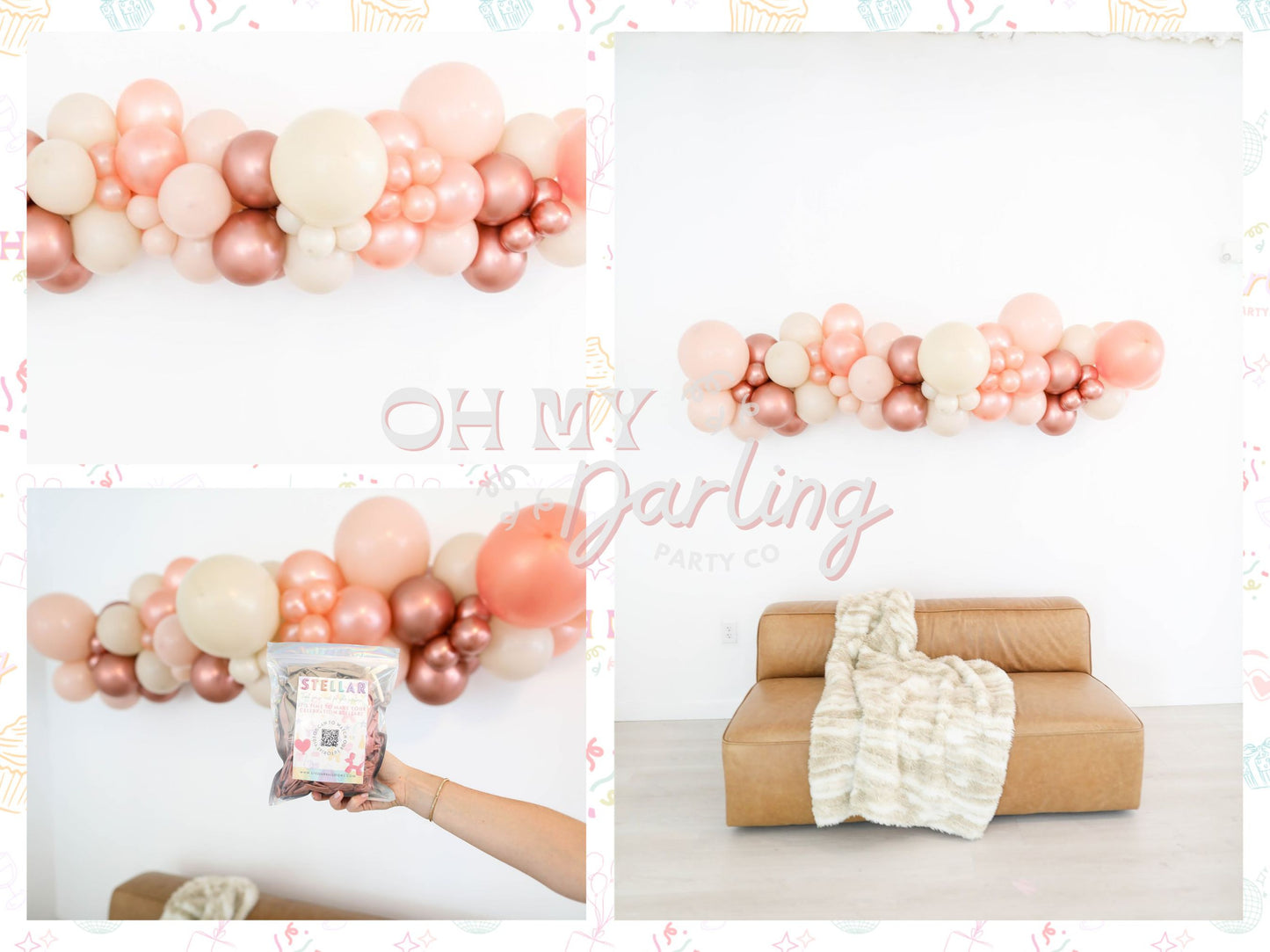 Rose Gold Balloon Kit-Fringe Backdrop-Party Decor-Balloon Kits-Oh My Darling Party Co-baby pink, balloons, candy pink, Pink, pink baby shower, PINK BACKDROP, rose gold, rose gold bachelorette, standard