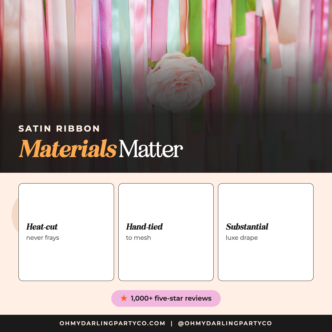 Satin Ribbon Backdrop materials by Oh My Darling Party Co