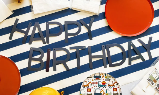 Happy Birthday Navy Blue Banner-Oh My Darling Party Co-Fringe Backdrop, Streamer Backdrop, Fringe perfect for events & parties!