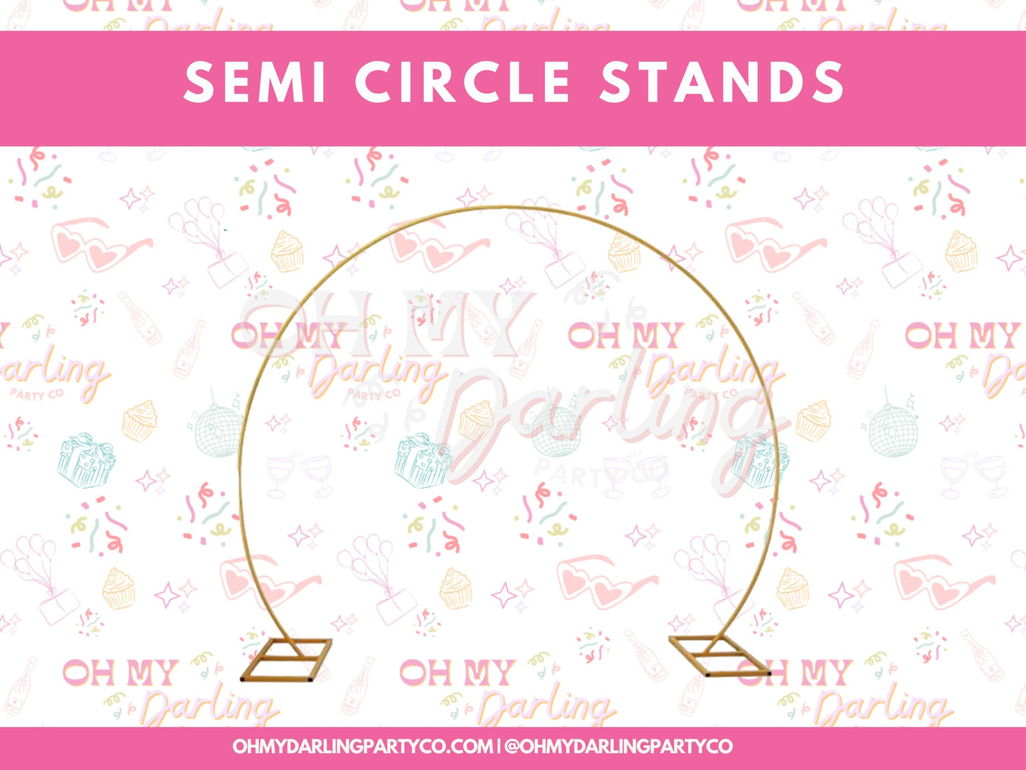 Semi Circle Stands-Fringe Backdrop-Party Decor-Tools-Oh My Darling Party Co-add ons, backdrop stands, backdrops for party, balloon garlands, balloons, fringe garland, Fringe Streamers, OMDPC, party backdrops, semi circle, stands, tassels, tools, tunnels