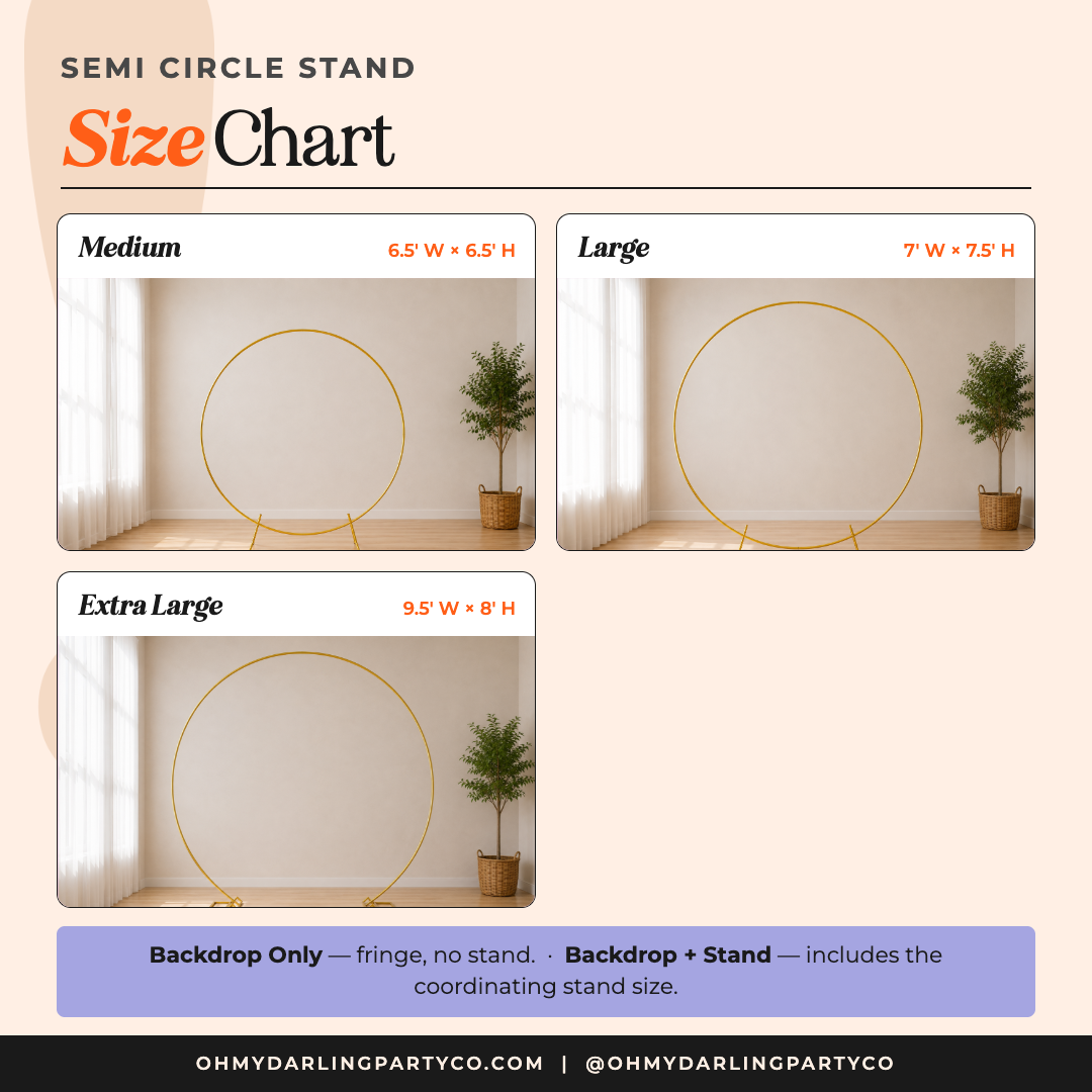 Semi Circle Stand size chart
