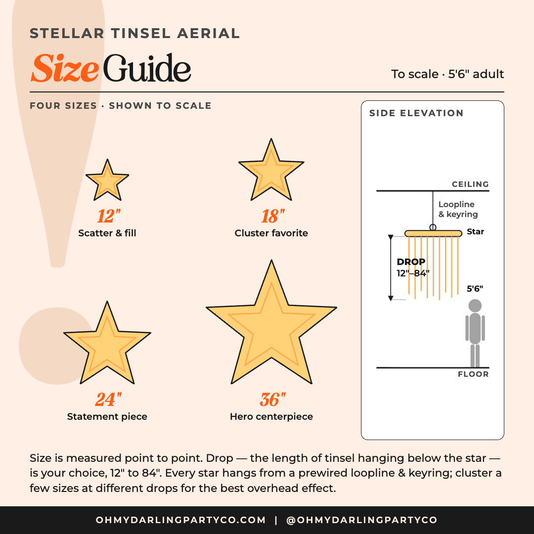 Stellar Tinsel Star size guide