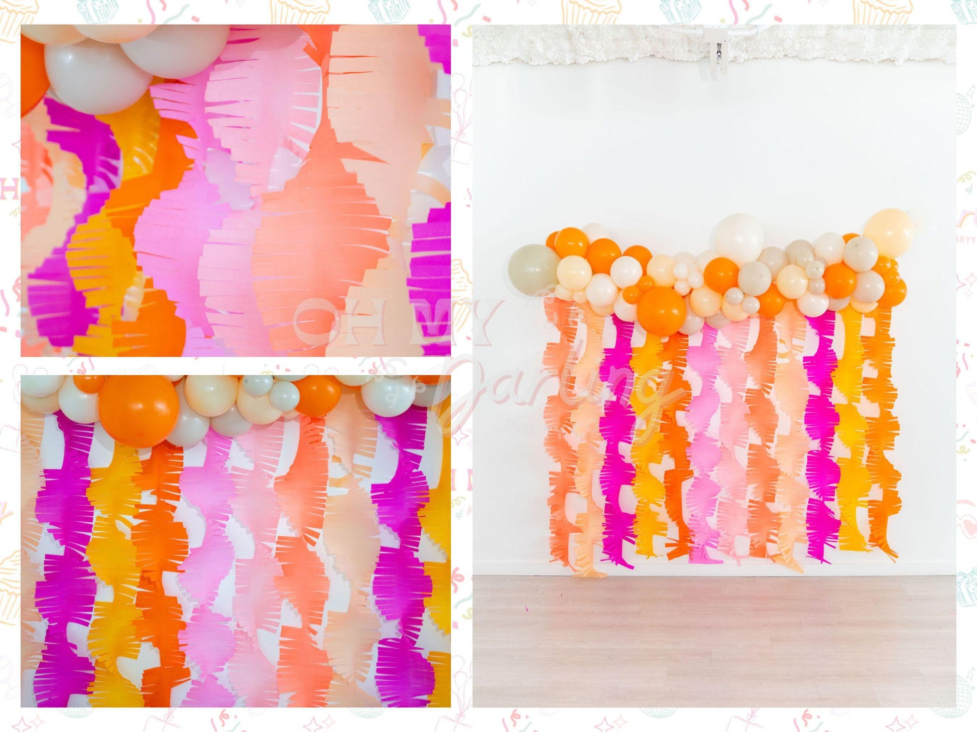 Sunset Crepe Paper Bundle-Fringe Backdrop-Party Decor-Oh My Darling Party Co-Oh My Darling Party Co-1st birthday decor, 90s bachelorette party, affordable fringe backdrop, baby shower, baby shower decor, bachelorette, bachelorette backdro, bachelorette party, backdrops for party, balloon garland, balloon garlands, best sellers, birthday decor, birthday party, blush, boho bachelorette, boho nursery, boho party decor, boho tassel garland, bridal shower, candy pink, cochella party decor, colorful backdrop, cre