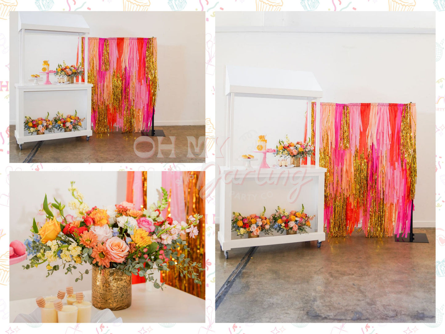 Sunset Soiree Backdrop-Fringe Backdrop-Party Decor-Oh My Darling Party Co-Oh My Darling Party Co-1st birthday decor, baby shower decor, bachelorette, bachelorette backdro, bachelorette party, backdrop stand, backdrops for party, balloon garland, balloon garlands, best sellers, birthday decor, birthday party, blush, boho nursery, boho party decor, boho tassel garland, boy party, bridal shower, bright rainbow, bubblegum, buttercup, candy pink, cinco de mayo, cochella party decor, colorful backdrop, coral, cus