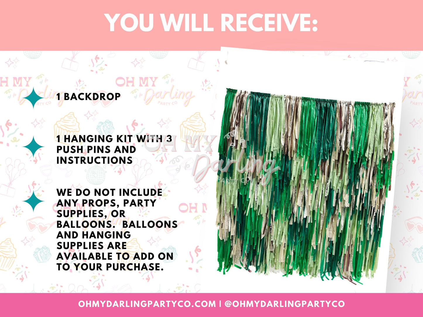 Trash Bash Backdrop-Fringe Backdrop-Party Decor-Oh My Darling Party Co-Oh My Darling Party Co-backdrops for party, balloon garlands, Birthday, birthday boy, birthday decorations, boy, boy baby shower, boy birthday, boy party, boy shower, boys, boys birthday, first birthday, fringe garland, Fringe Streamers, garbage truck, green, GREEN BACKDROP, GREEN BACKDROPS, happy birthday, happy birthday collection, hunter green, kelly green, Kids Birthday, Kids Party, OMDPC, party backdrops, premium, tan, tassels, tras