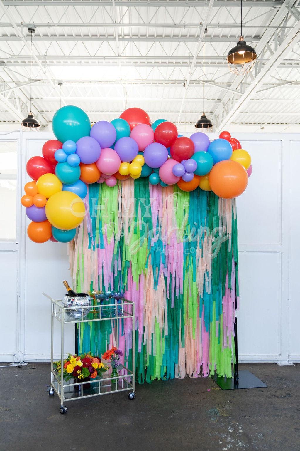 Tropical Twist Fringe Backdrop-Fringe Backdrop-Party Decor-Oh My Darling Party Co-Oh My Darling Party Co-backdrops for party, balloon garlands, boy party, bubblegum, default, dinosaur, fringe garland, Fringe Streamers, girl party, gn party, GREEN BACKDROP, GREEN BACKDROPS, kelly green, Kids Birthday, Kids Party, lime green, little llama party, llama, llama birthday, llama napkins, OMDPC, ORANGE BACKDROP, party animals, party backdrops, pastels, peach, Pink, PINK BACKDROP, pink party, spring, st patrcks, sta