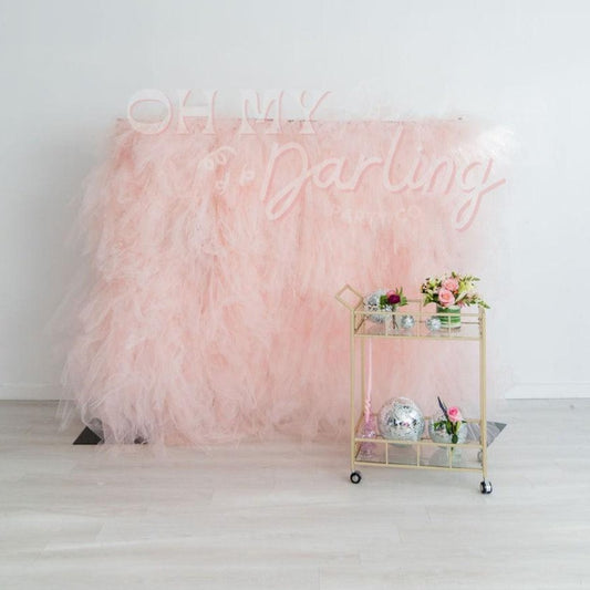 Tulle Backdrop: Blush-Fringe Backdrop-Party Decor-Oh My Darling Party Co-Oh My Darling Party Co-1st birthday, baby pink, backdrops for party, ballerina, ballet, ballet dance party, ballett, balloon garlands, be my valentine, blush, bridal, bridal party, bridal shower, bridal shower decor, default, dreamy, easter, easter banner, easter bunny, easter egg, easter fringe, easter garland, easter party, easter time, fringe backdrop, fringe garland, Fringe Streamers, girl party, happy easter, metalic silver, metal