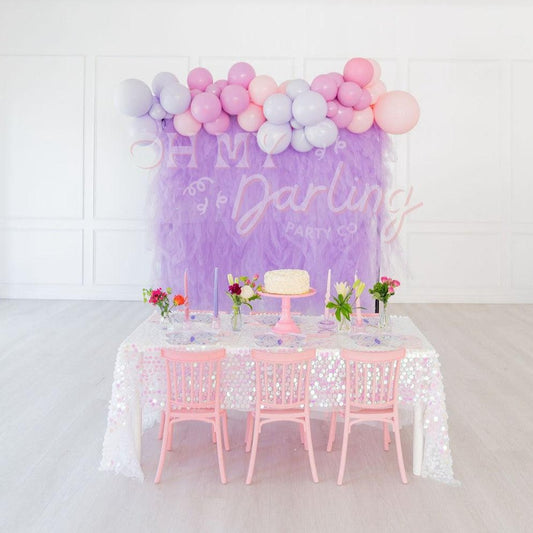 Tulle Backdrop: Lavender-Fringe Backdrop-Party Decor-Oh My Darling Party Co-Oh My Darling Party Co-1st birthday, backdrops for party, balloon garlands, bridal, bridal party, bridal shower, bridal shower decor, butterfly, butterfly party, default, dreamy, easter, easter banner, easter bunny, easter fringe, easter garland, easter party, easter time, fringe backdrop, fringe garland, Fringe Streamers, girl party, happy easter, lavender, lavender birthday, OMDPC, party backdrops, princess, princess birthday, pri