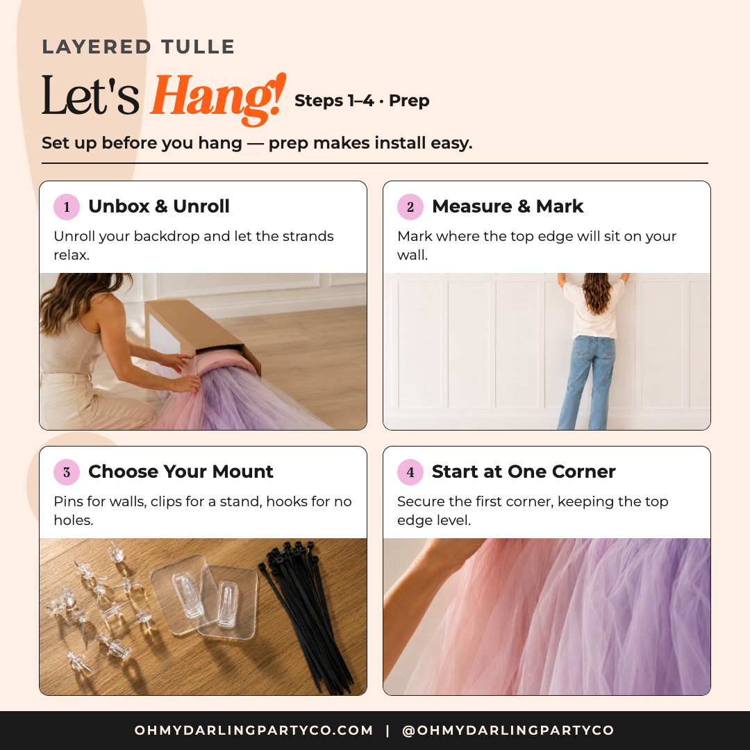 How to hang your tulle backdrop