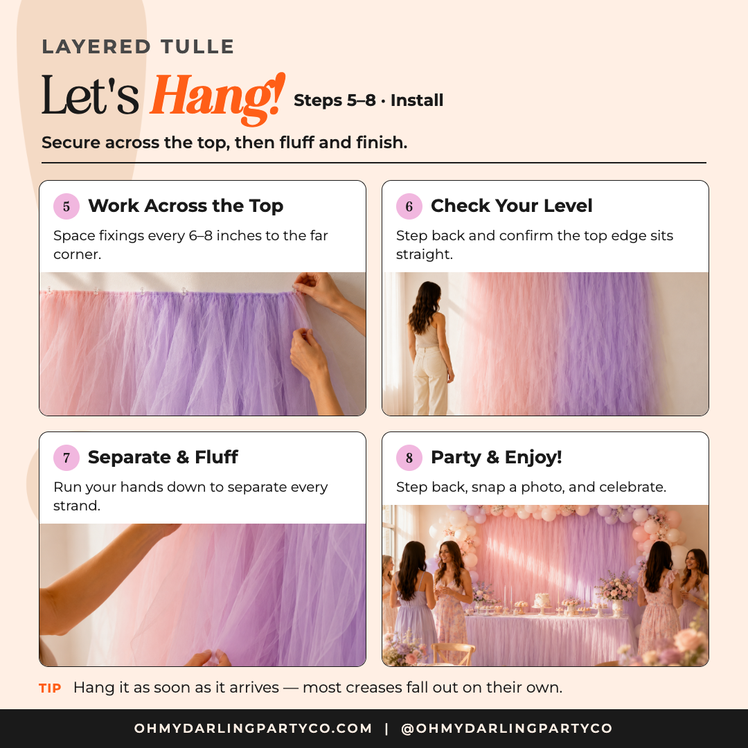 How to hang your tulle backdrop, continued