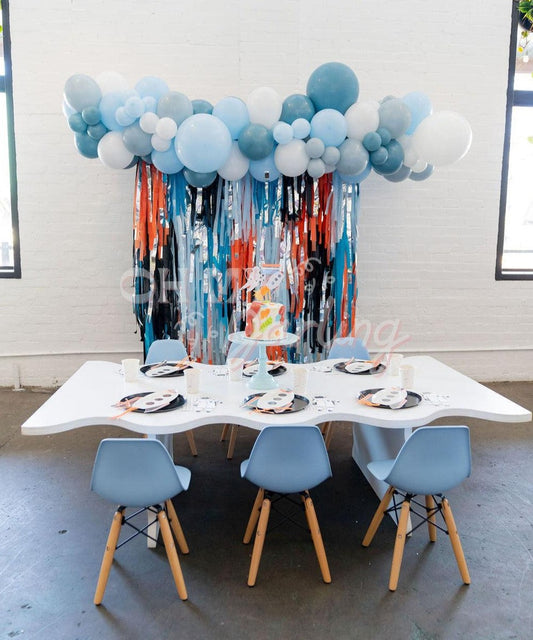 Two Infinity & Beyond Fringe Backdrop-Fringe Backdrop-Party Decor-Oh My Darling Party Co-Oh My Darling Party Co-astronaut, baby blue, backdrops for party, balloon garlands, birthday boy, black, black and silver party, black backdrops, blue, blue baby shower, BLUE BACKDROP, BLUE BACKDROPS, blue party, boy, boy baby shower, boy birthday, boy party, boy shower, boys, boys birthday, fringe garland, Fringe Streamers, galaxy, girl space party, light blue, metallic silver, OMDPC, orange, ORANGE BACKDROP, oranges, 