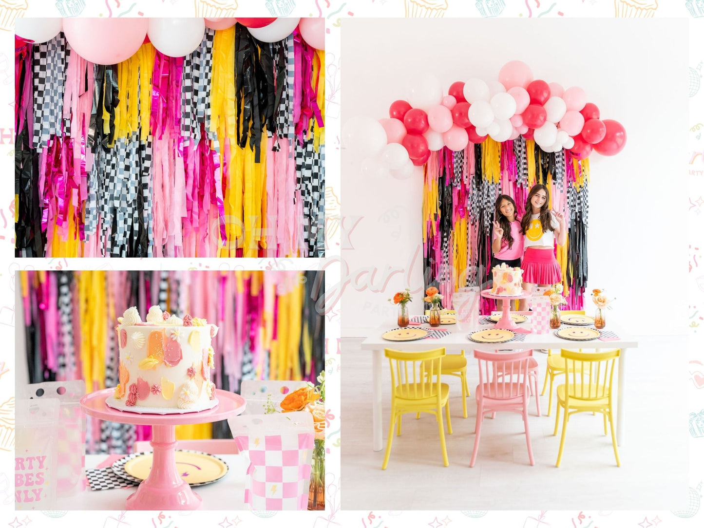 Two Rad Fringe Backdrop-Fringe Backdrop-Party Decor-Oh My Darling Party Co-Oh My Darling Party Co-backdrops for party, balloon garlands, Birthday, birthday decorations, birthday girl, Birthday Party, candy pink, checkerboard, chekered, fringe backdrop, fringe decor, fringe garland, Fringe Streamers, girl birthday, girl party, girl race car, girly birthday party, goldenrod, happy birthday, happy birthday collection, Kids Birthday, OMDPC, party backdrops, party vibes only, pink and yellow, PINK BACKDROP, prep