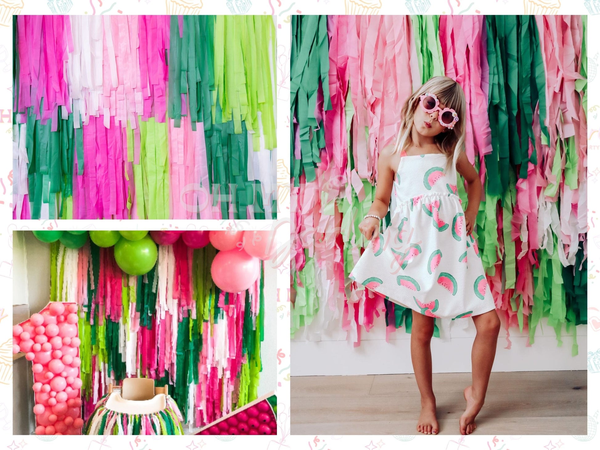 Watermelon Fringe Backdrop-Fringe Backdrop-Party Decor-Oh My Darling Party Co-Oh My Darling Party Co-1st birthday decor, baby pink, baby shower decor, bachelorette, bachelorette backdro, bachelorette party, backdrops for party, balloon garland, balloon garlands, best sellers, birthday decor, birthday party, boho nursery, boho party decor, boho tassel garland, bridal shower, bubblegum, candy pink, cochella party decor, colorful backdrop, default, fiesta, fringe backdrop, fringe decor, fringe garland, fringe 