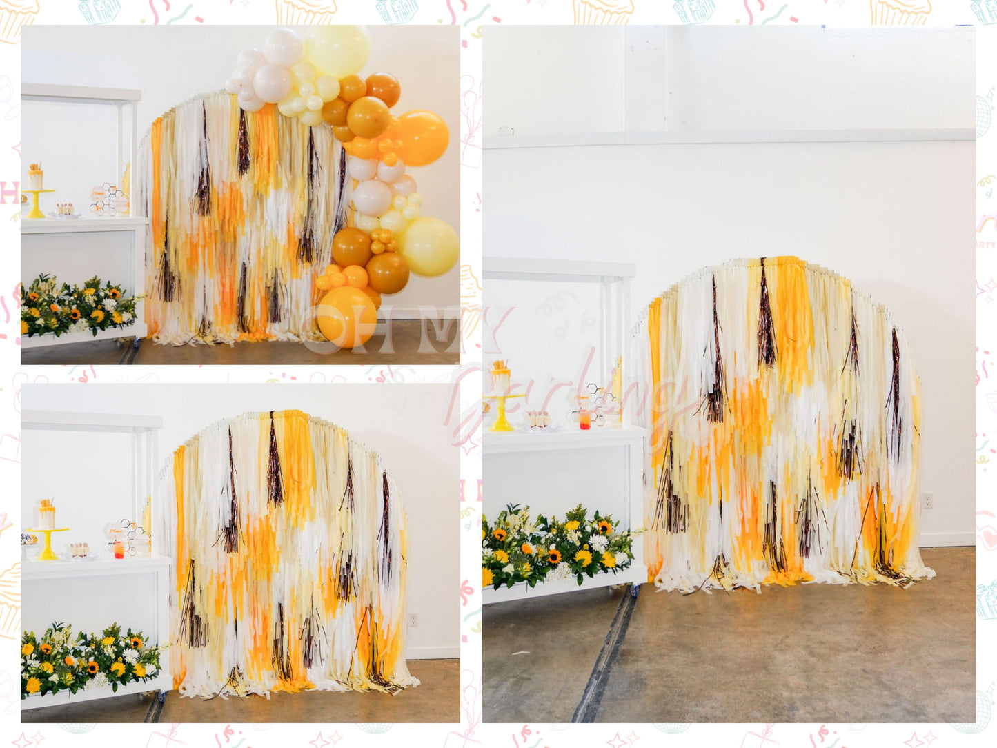 What Will Baby Bee Semi Circle Backdrop-Fringe Backdrop-Party Decor-Oh My Darling Party Co-Oh My Darling Party Co-1st birthday decor, art class, baby, baby bee, baby in bloom, baby love, baby on board, baby on the way, baby reveal, baby shower, baby shower decor, baby yellow, babyshower, bachelorette, bachelorette backdro, bachelorette party, backdrops for party, balloon garland, balloon garlands, beach, Beach House, bee party, bee theme, best sellers, Birthday, birthday decor, birthday decorations, birthda