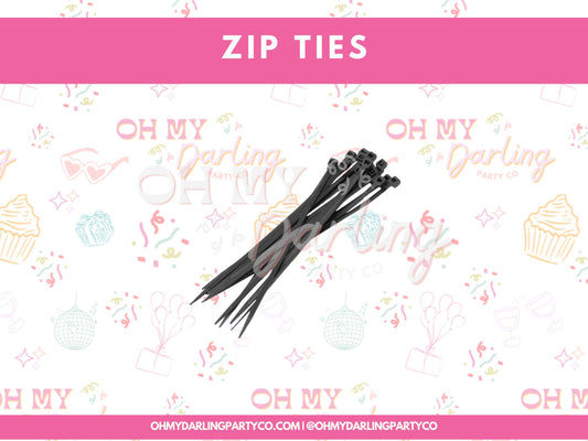 Zip Ties-Fringe Backdrop-Party Decor-Tools-Oh My Darling Party Co-backdrops for party, balloon garlands, balloons, fringe garland, Fringe Streamers, hooks, how to hang, installation, installation kit, OMDPC, party backdrops, stands, tassels, tools