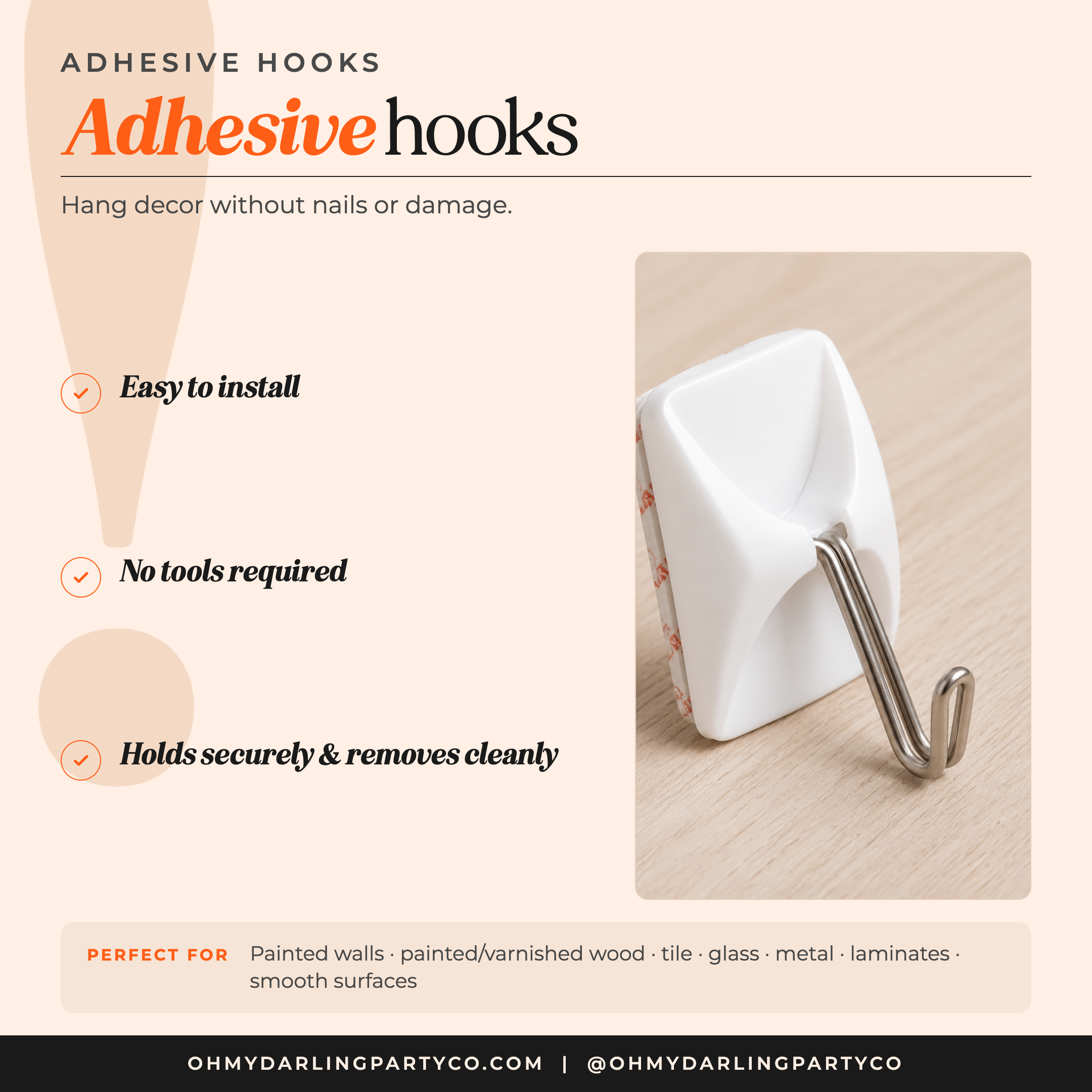 Clear Adhesive Hooks — details
