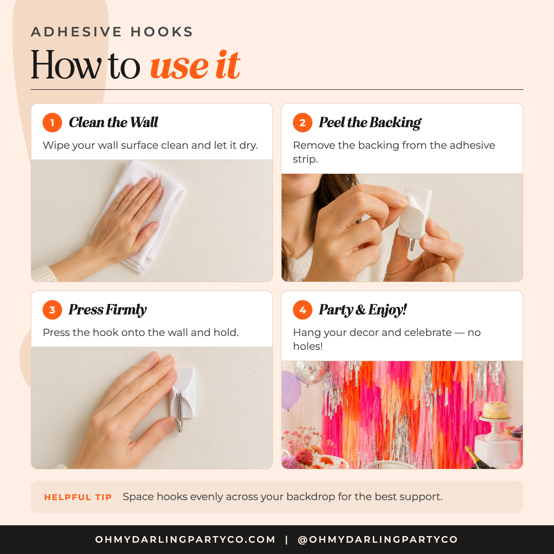 Clear Adhesive Hooks — how to use