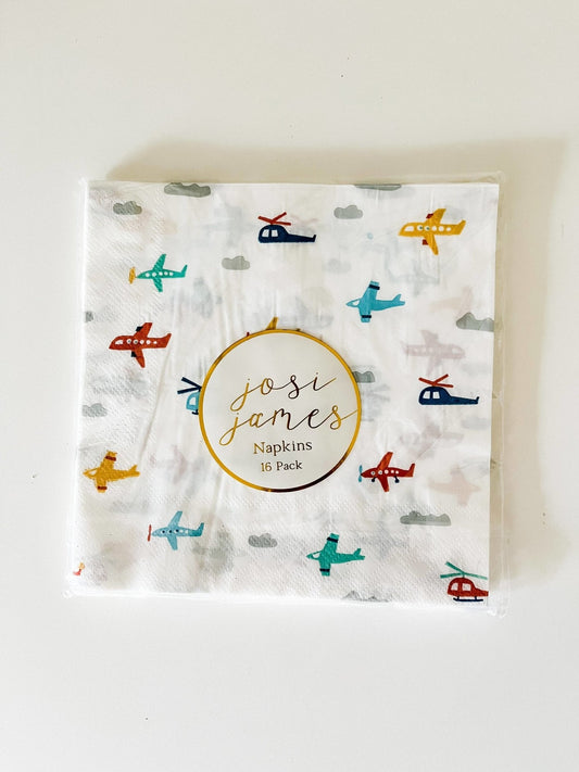 Airplane Napkins Large-Fringe Backdrop-Party Decor-Josi James-Oh My Darling Party Co-Airplane, airplane birthday, birthday boy, boy baby shower, boy birthday, boy party, boy party napkins, Faire, guest napkins, happy birthday, napkins, paper napkins, party napkins