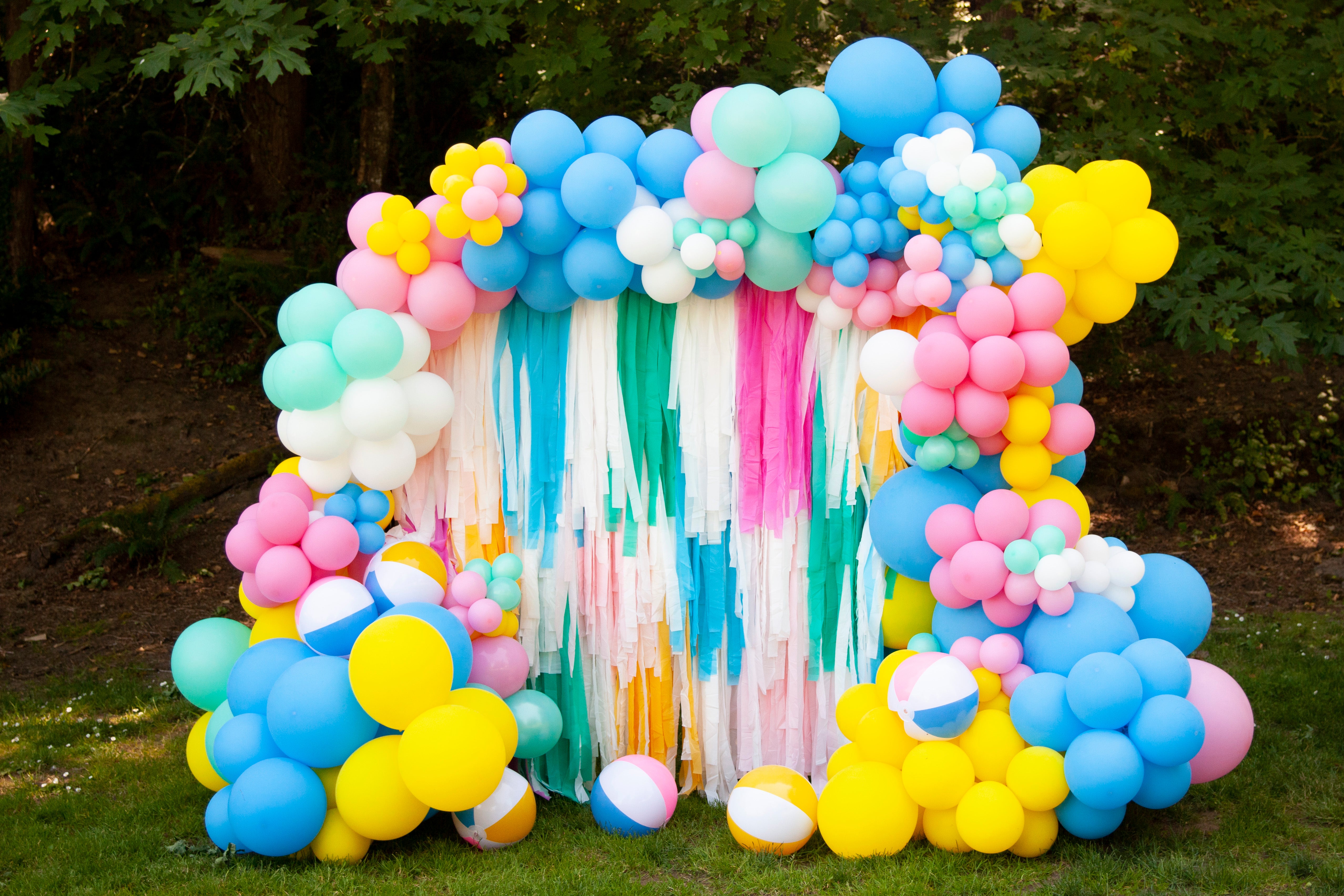 Beach Ball Vibes Fringe Backdrop-Backdrops-Oh My Darling Party Co