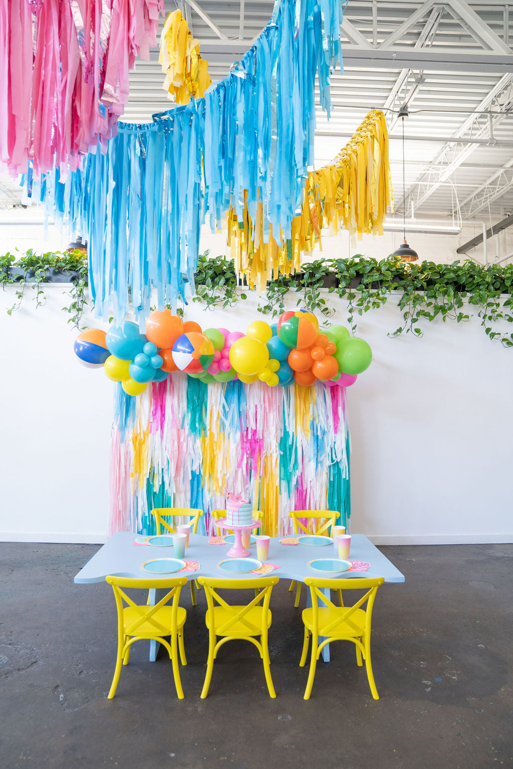 Beach Ball Vibes Fringe Backdrop-Backdrops-Oh My Darling Party Co