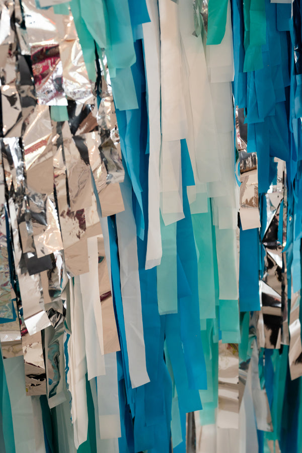 Blue Disco Fringe Backdrop-Backdrops-Oh My Darling Party Co