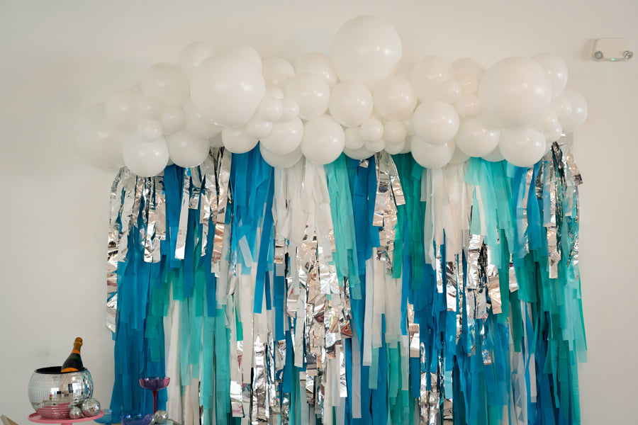 Blue Disco Fringe Backdrop-Backdrops-Oh My Darling Party Co