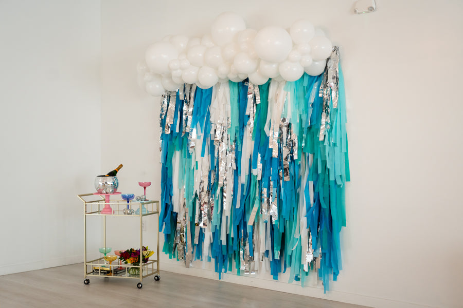 Blue Disco Fringe Backdrop-Backdrops-Oh My Darling Party Co