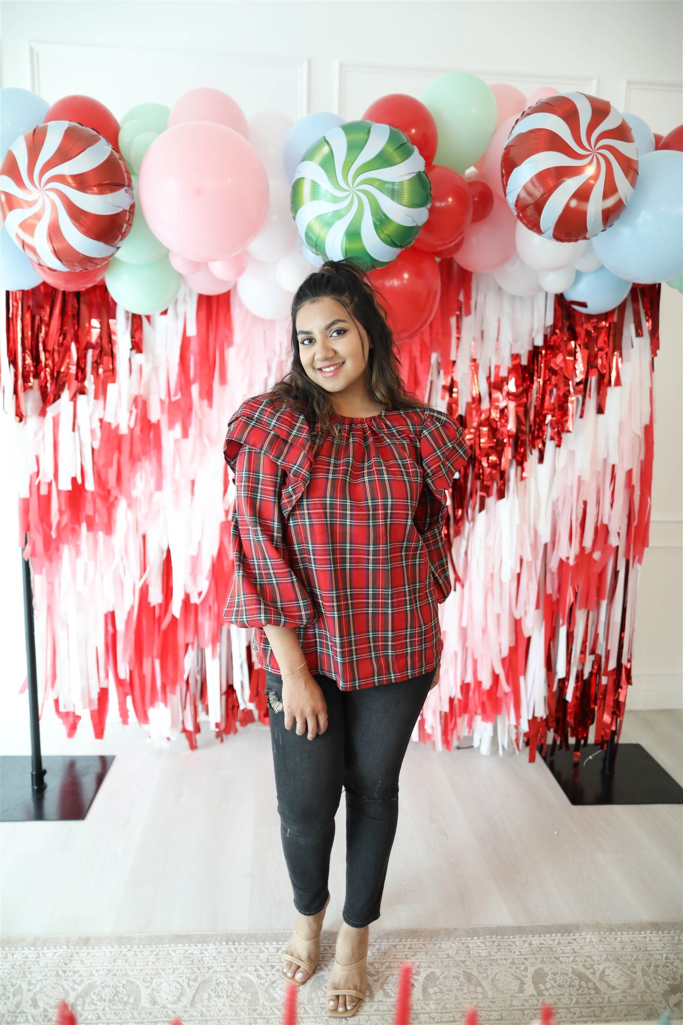 Candy Cane Lane Fringe Backdrop-Backdrops-Oh My Darling Party Co
