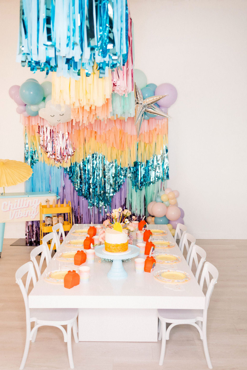 Candyfloss Rainbow Delight Fringe Backdrop-Backdrops-Oh My Darling Party Co