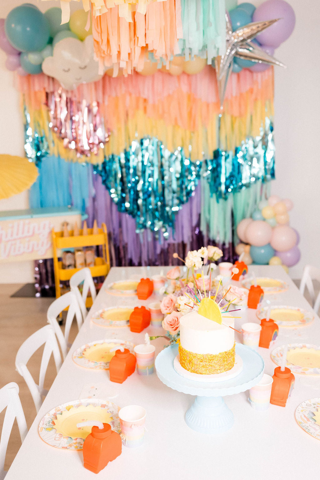 Candyfloss Rainbow Delight Fringe Backdrop-Backdrops-Oh My Darling Party Co