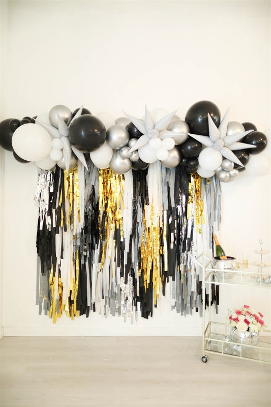 Celebrate Good Times Fringe Backdrop - Oh My Darling Party Co-60th birthdayblackblack and silver party #Fringe_Backdrop#