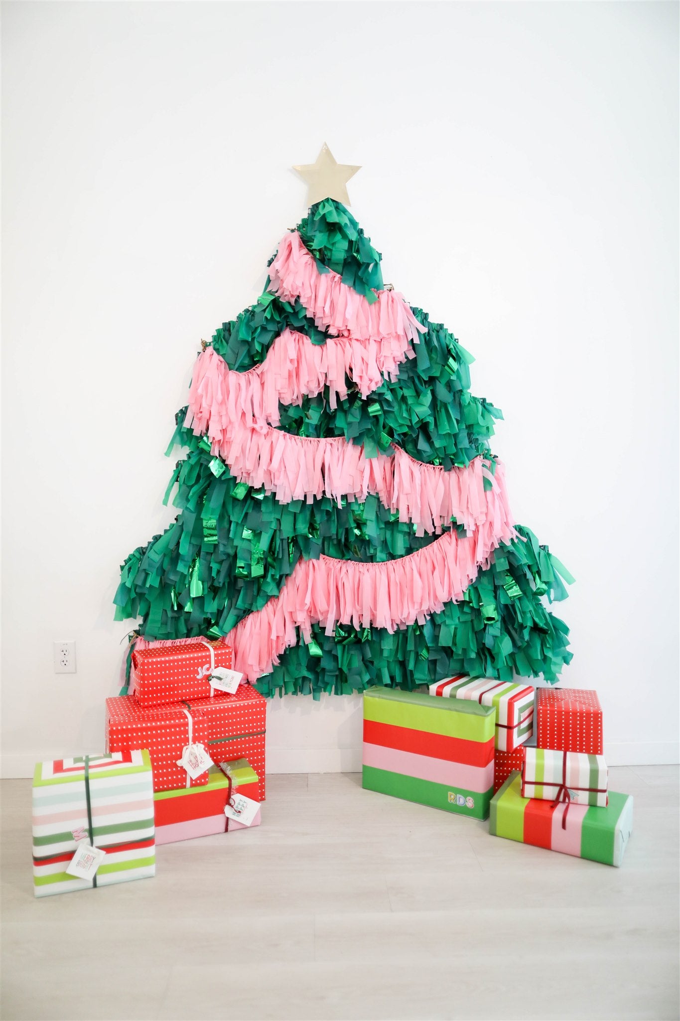 Christmas Tree Fringe Shape-Backdrops-Oh My Darling Party Co