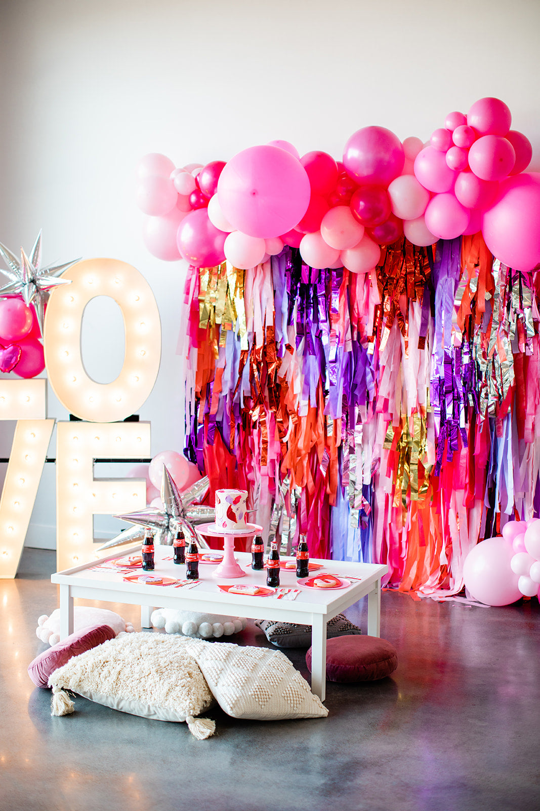 Colorful Valentine Fringe Backdrop-Backdrops-Oh My Darling Party Co