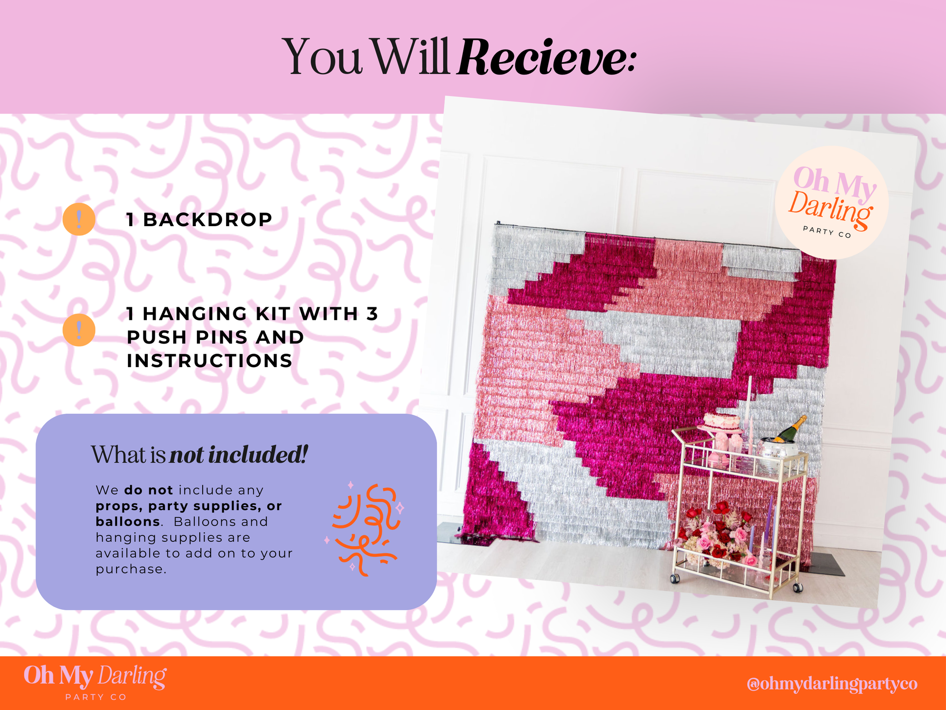 Custom Metallic Trim Backdrop-Backdrops-Oh My Darling Party Co