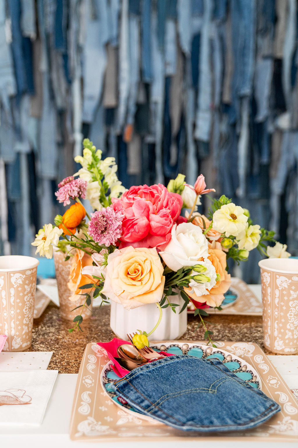 Denim on Denim Fringe Backdrop-Backdrops-Oh My Darling Party Co