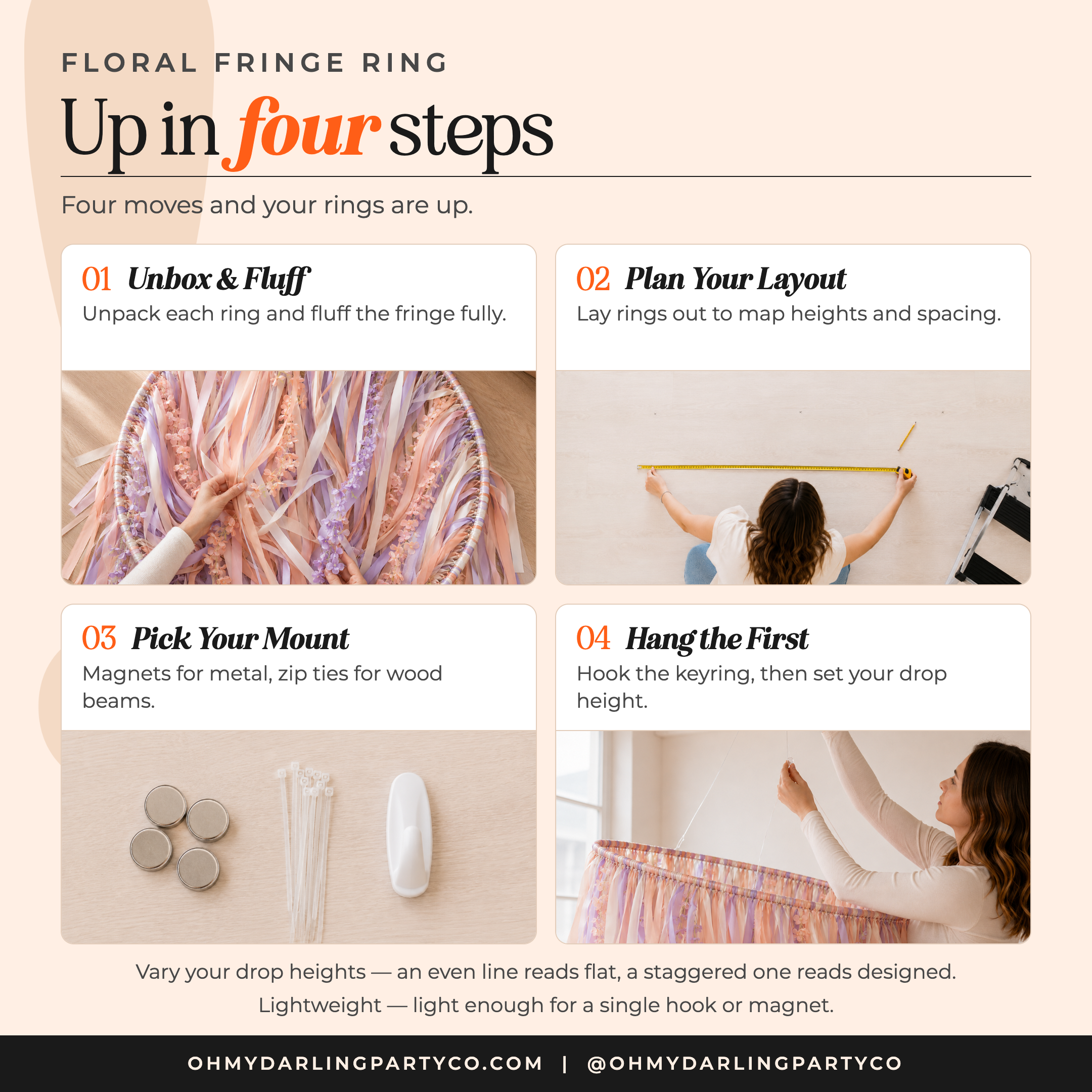 How to hang your floral fringe ring