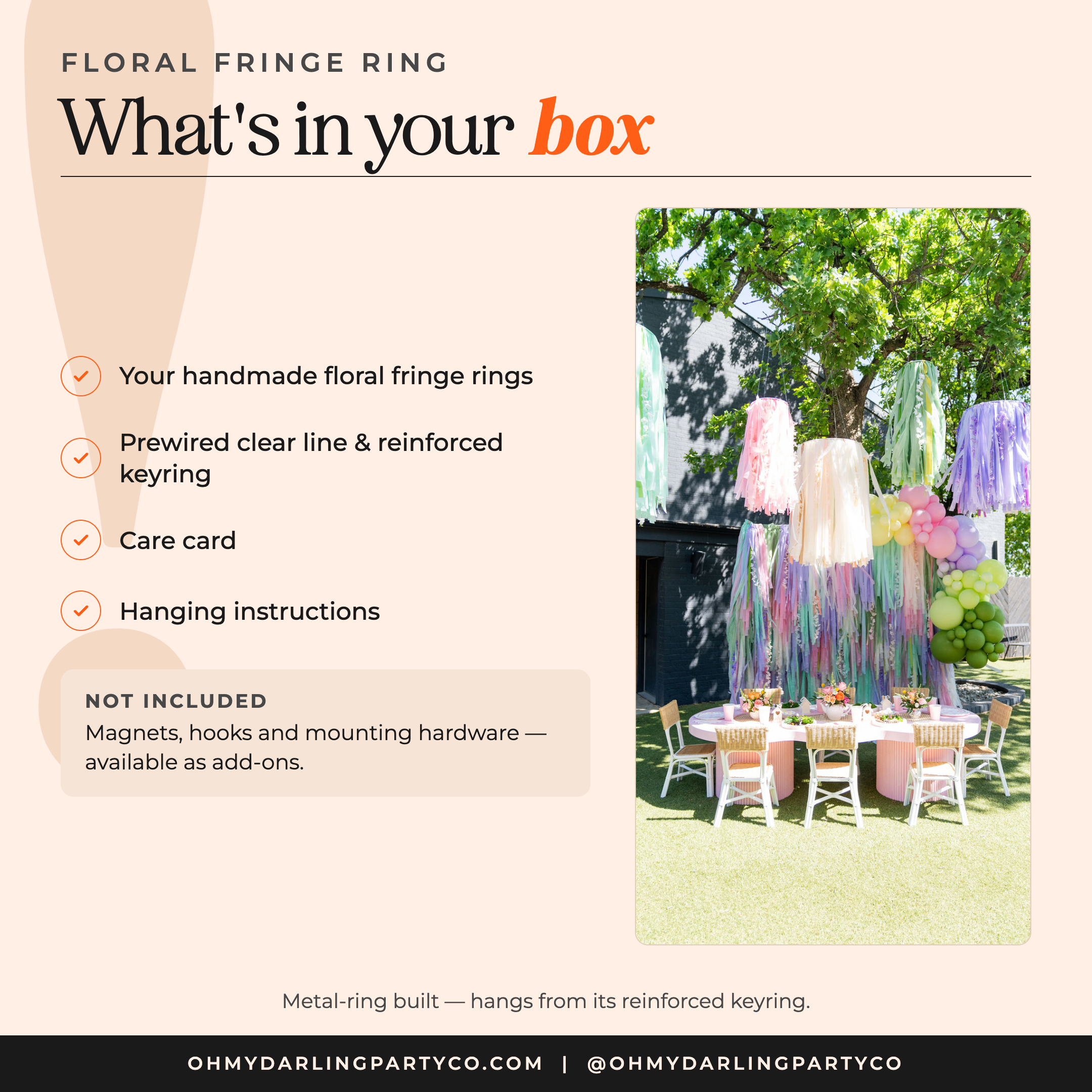 What's included with your floral fringe ring set