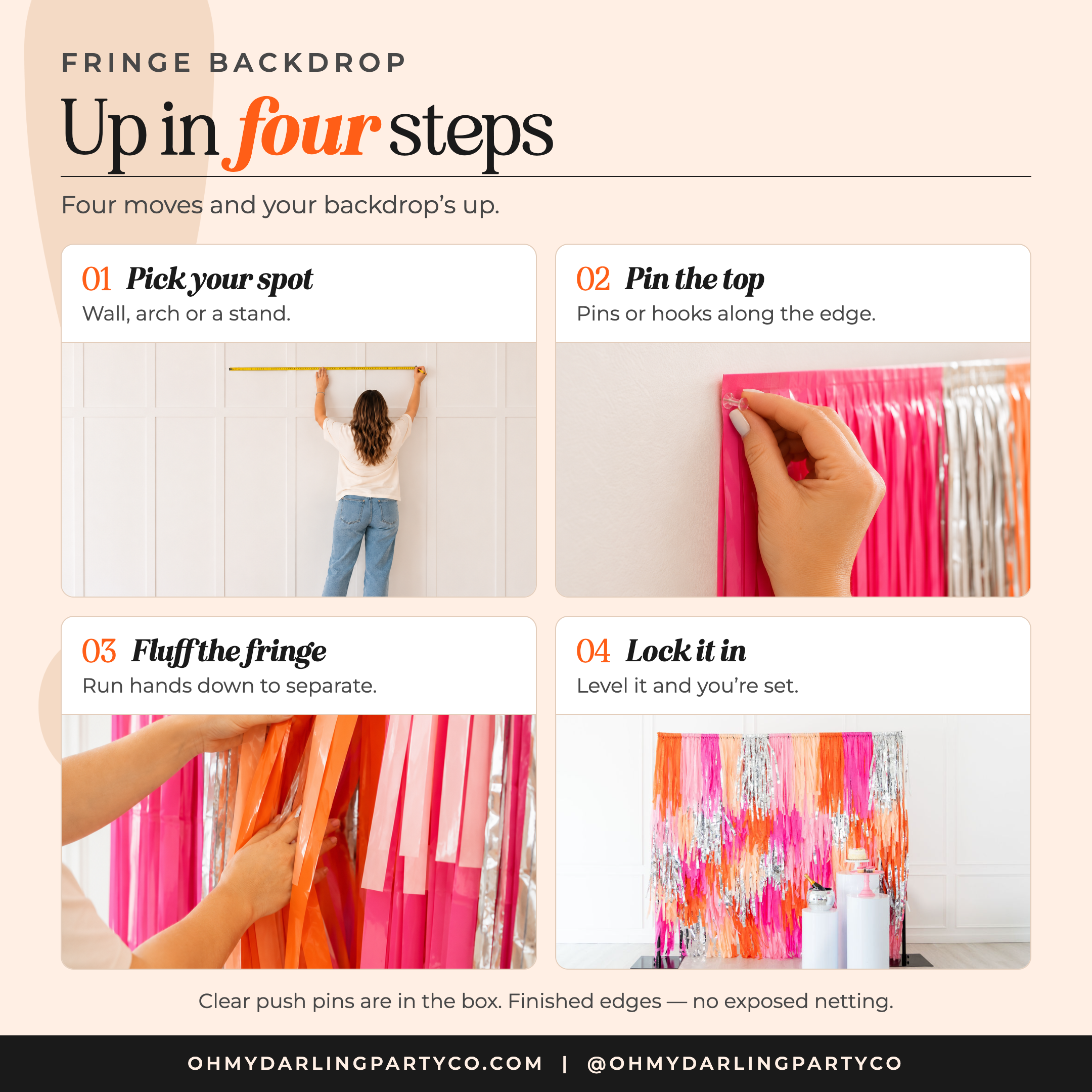 Fringe backdrop — how to hang