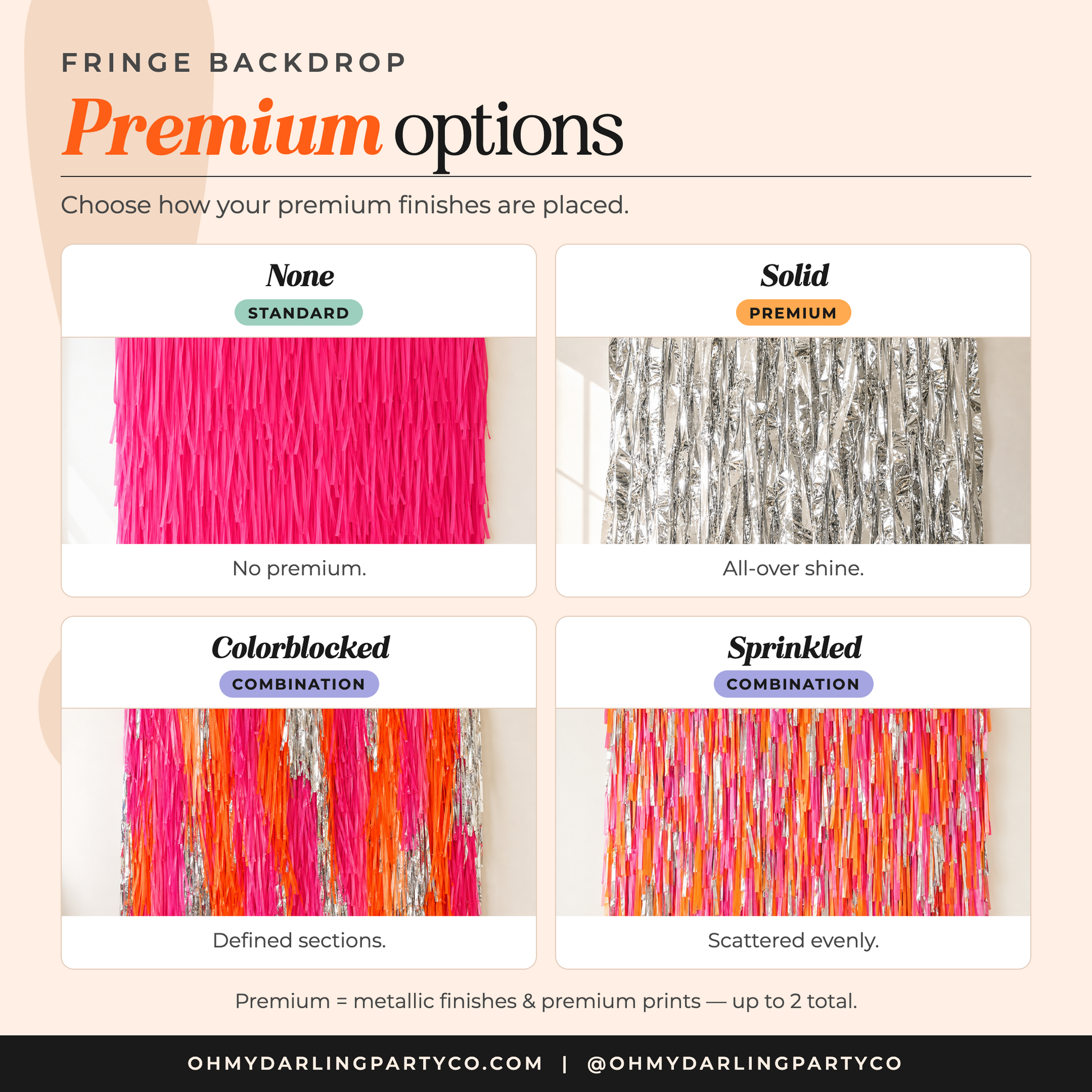 Custom Fringe Backdrop — premium options