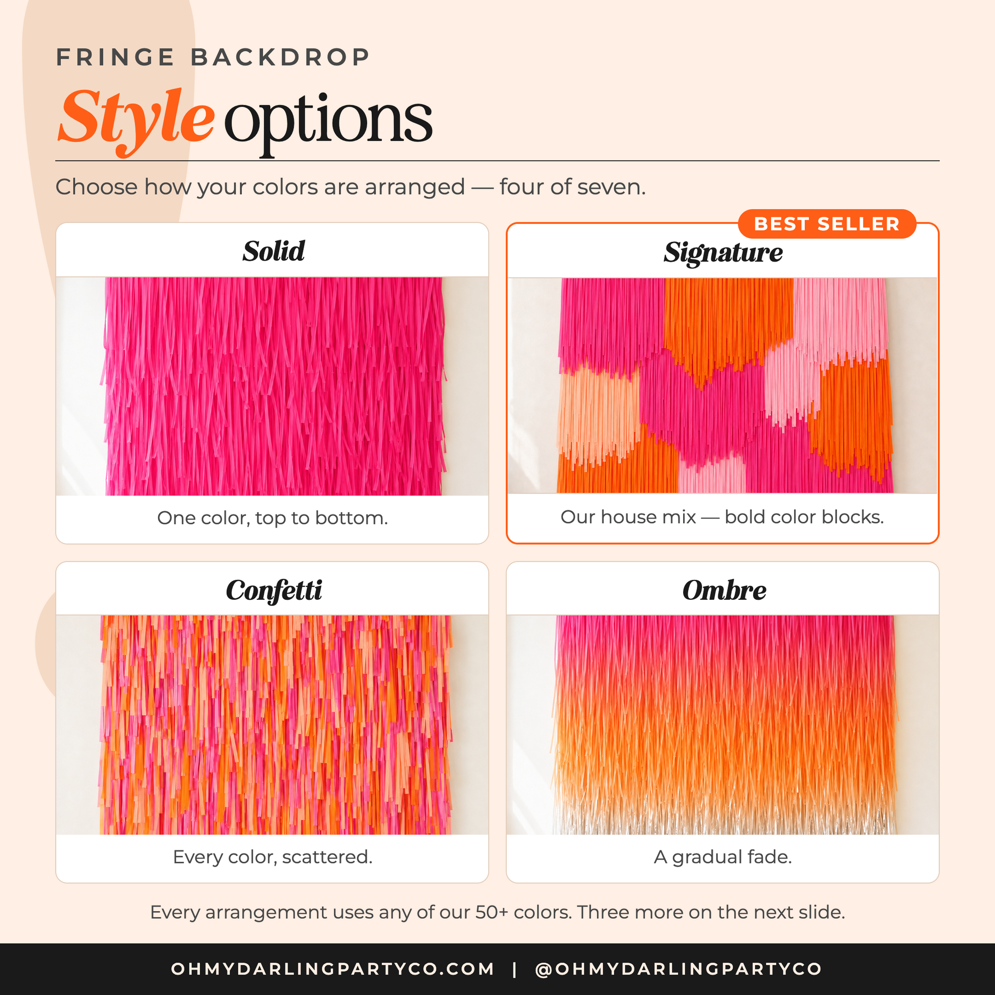 Custom Fringe Backdrop — style options