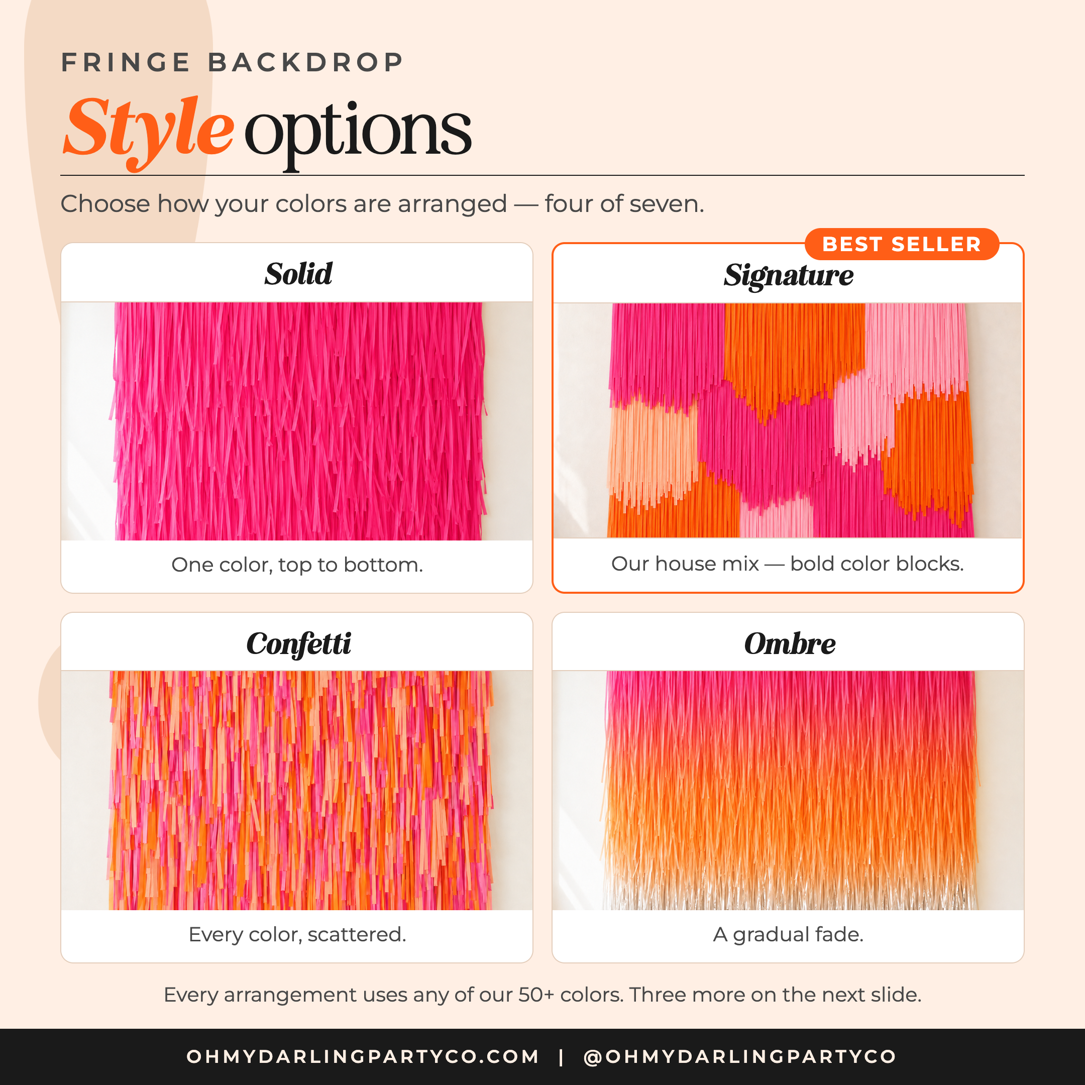 Custom Fringe Backdrop — style options