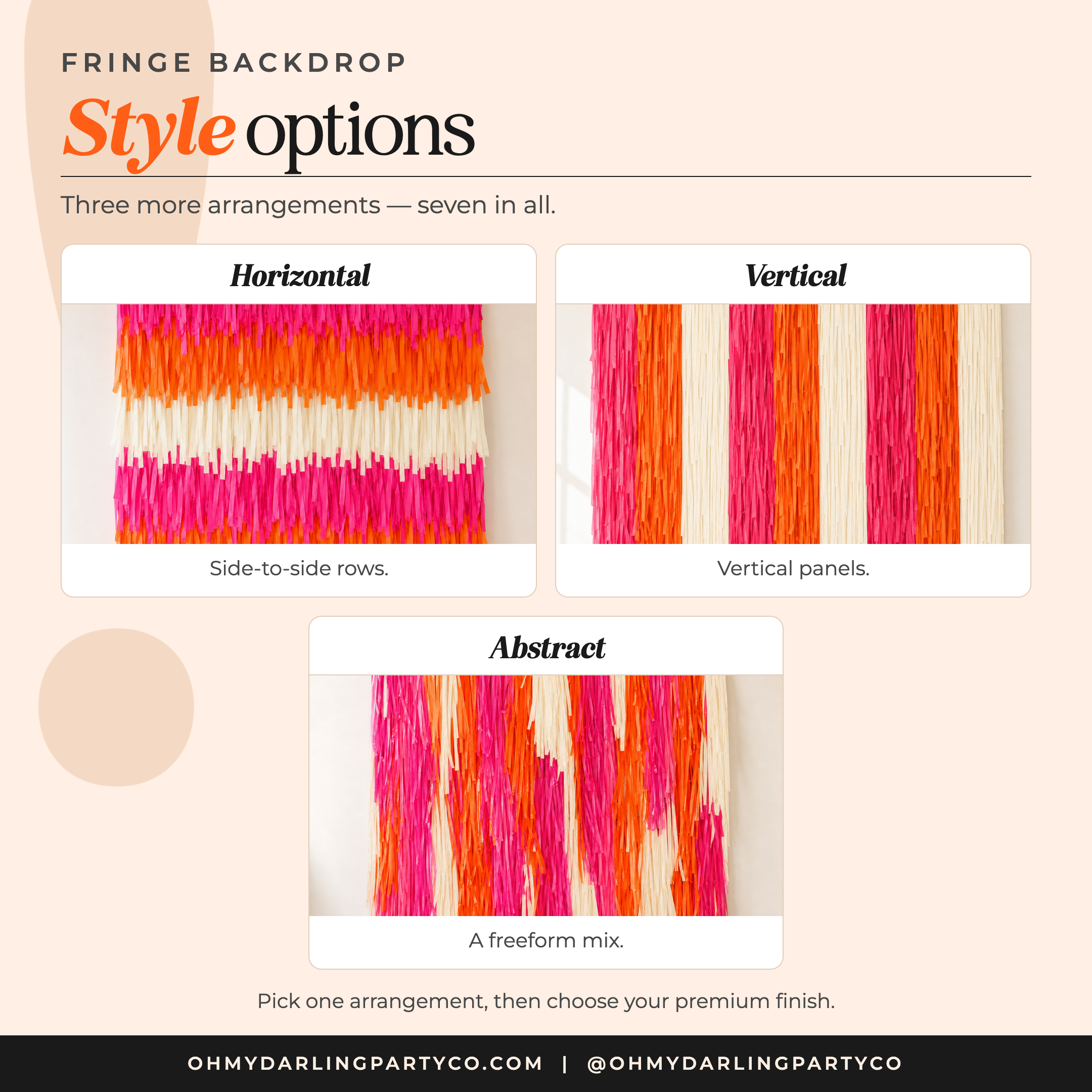 Custom Fringe Backdrop — style options