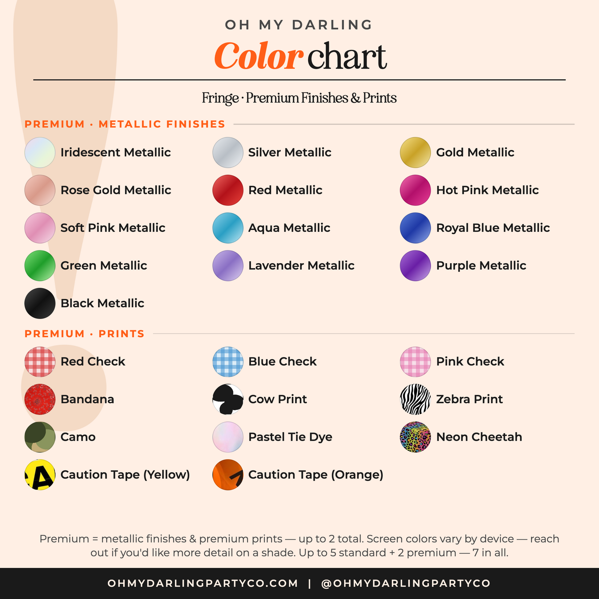 Custom Fringe Backdrop — premium color chart