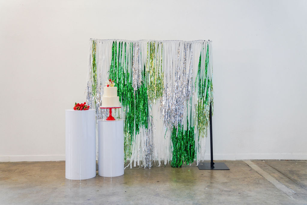 Icy Evergreen Fringe Backdrop-Backdrops-Oh My Darling Party Co